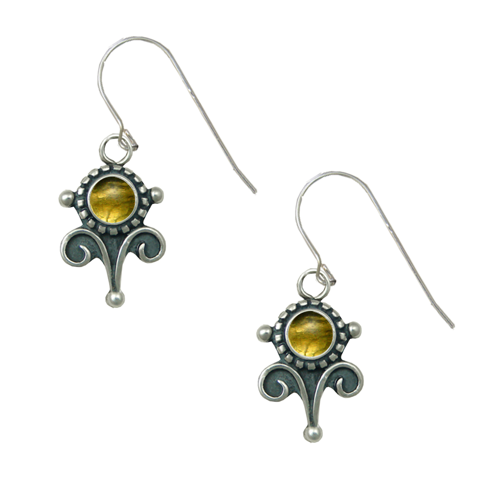 Sterling Silver Petite Citrine Gemstone Drop Dangle Earrings